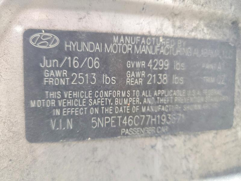 Продажа на аукционе авто 2007 Hyundai Sonata, vin: 5NPET46C77H193671, номер лота: 54439806
