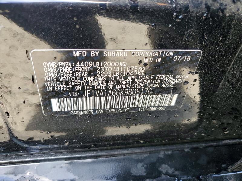 Aukcja sprzedaży 2019 Subaru Wrx, vin: JF1VA1A66K9805176, numer aukcji: 54556296