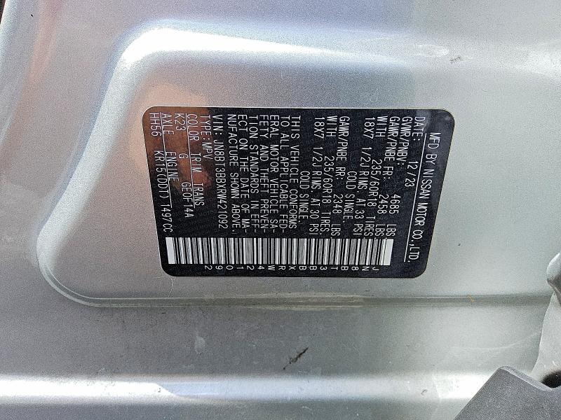 Продажа на аукционе авто 2024 Nissan Rogue, vin: JN8BT3BBXRW421092, номер лота: 54460096