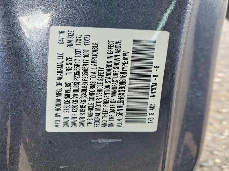 Продажа на аукционе авто 2016 Honda Odyssey, vin: 5FNRL5H6XGB096168, номер лота: 52890266