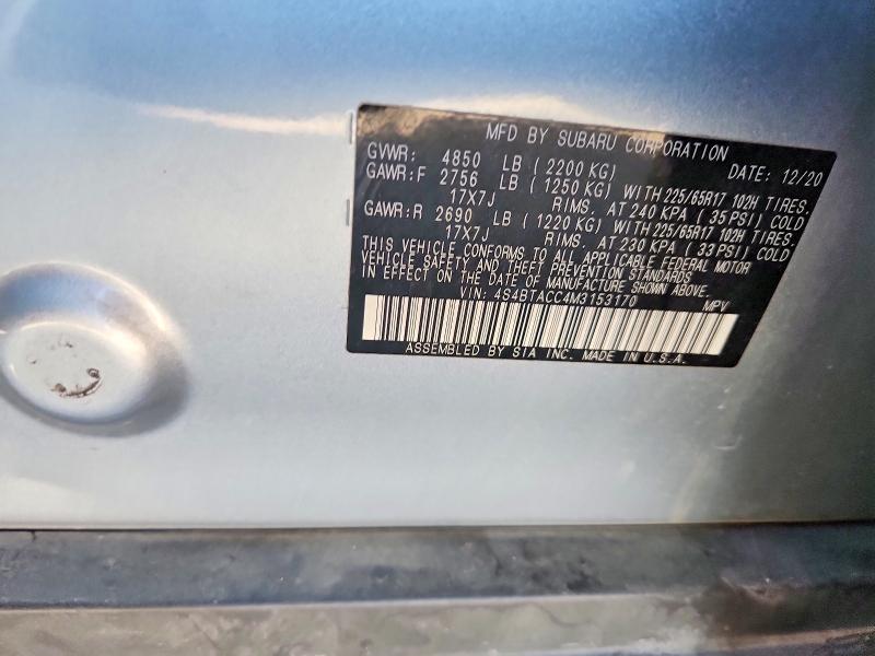 Продаж на аукціоні авто 2021 Subaru Outback, vin: 4S4BTACC4M3153170, номер лоту: 54135956