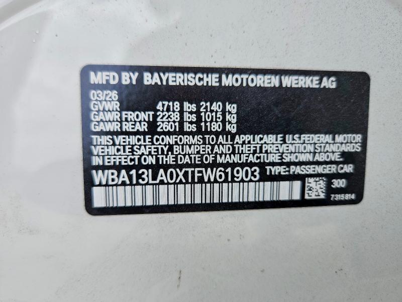 Aukcja sprzedaży 2026 Bmw 330i, vin: WBA13LA0XTFW61903, numer aukcji: 54014516