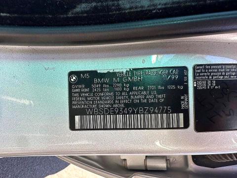 Продажа на аукционе авто 2000 Bmw M5, vin: WBSDE9349YBZ94775, номер лота: 54492036
