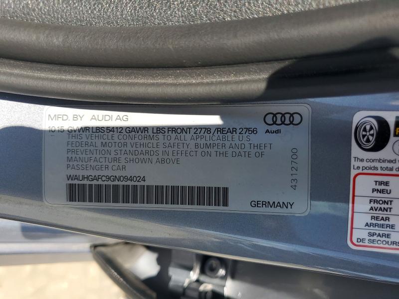 2016 Audi A6 მანქანა იყიდება აუქციონზე, vin: WAUHGAFC9GN094024, აუქციონის ნომერი: 55083516