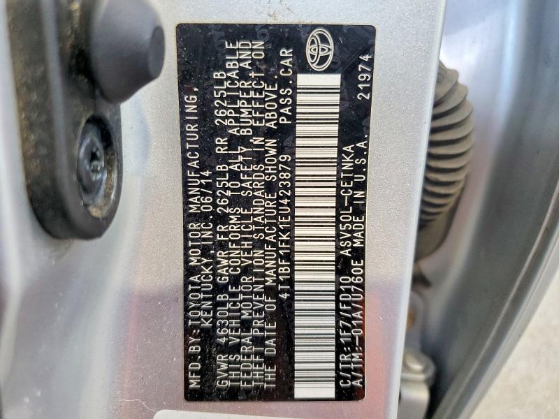 52991736 :رقم المزاد ، 4T1BF1FK1EU423879 vin ، 2014 Toyota Camry مزاد بيع