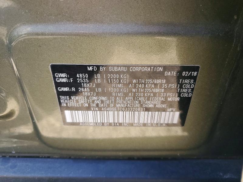 Aukcja sprzedaży 2018 Subaru Outback, vin: 4S4BSETC6J3320831, numer aukcji: 51946656