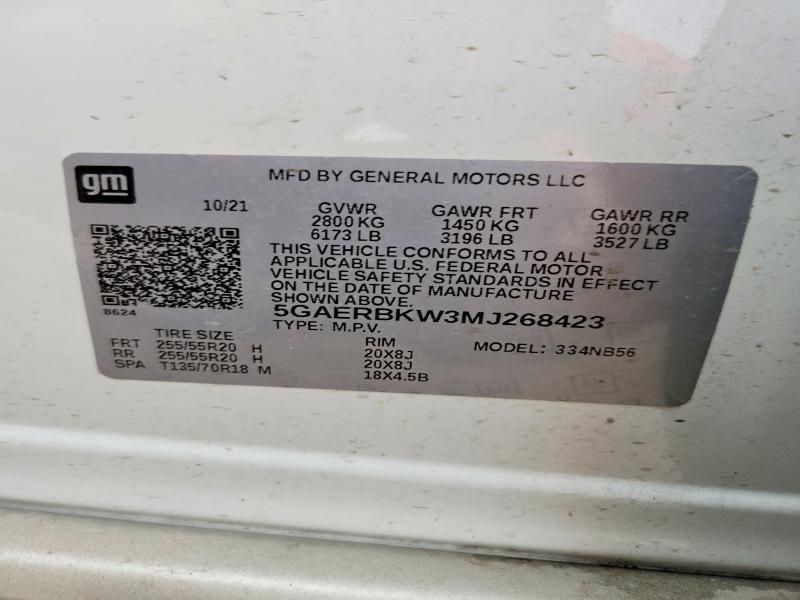 52256846 :رقم المزاد ، 5GAERBKW3MJ268423 vin ، 2021 Buick Enclave مزاد بيع
