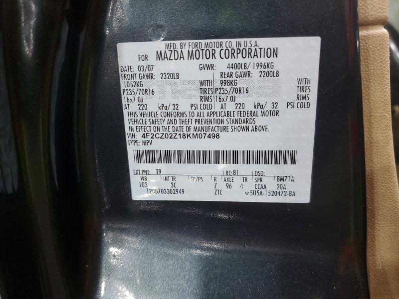 54406666 :رقم المزاد ، 4F2CZ02Z18KM07498 vin ، 2008 Mazda Tribute مزاد بيع