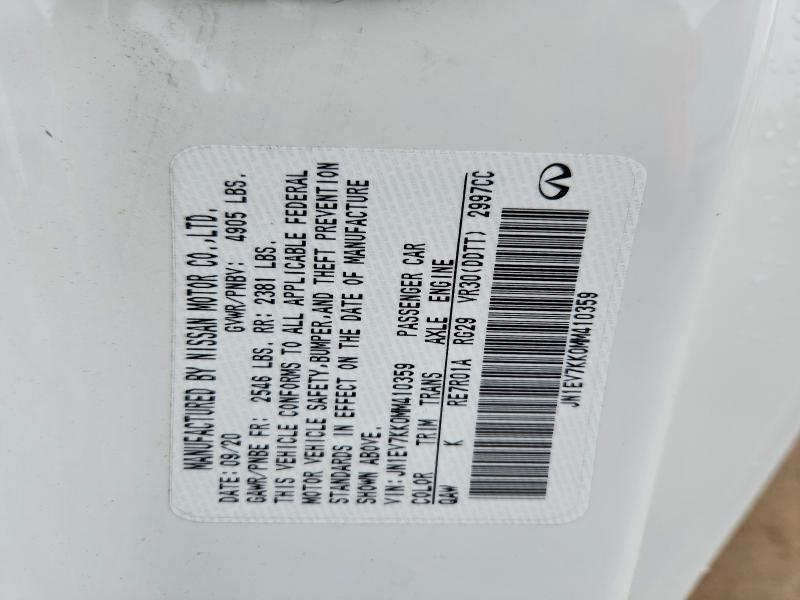 Aukcja sprzedaży 2021 Infiniti Q60, vin: JN1EV7KK0MM410359, numer aukcji: 53927976
