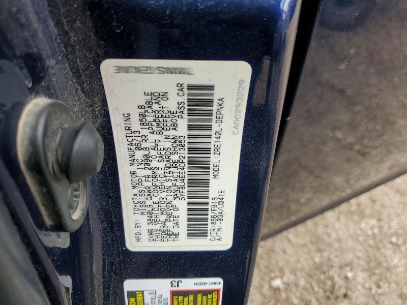 54105146 :رقم المزاد ، 5YFBU4EE4DP213053 vin ، 2013 Toyota Corolla مزاد بيع