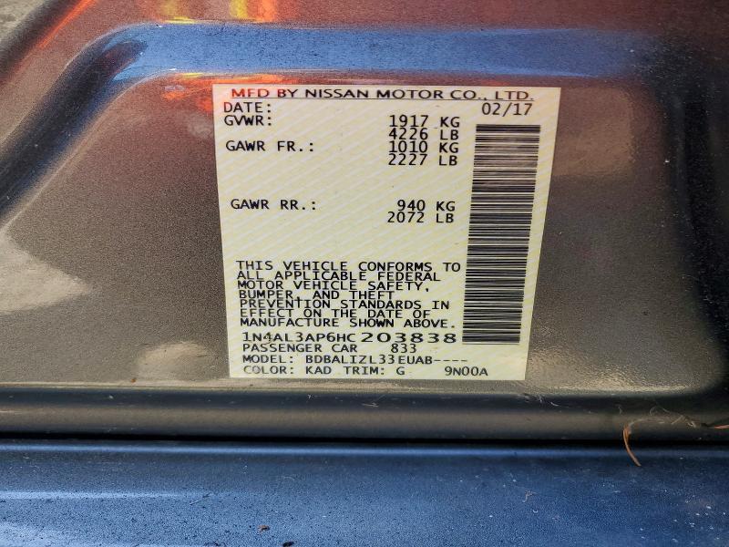 Aukcja sprzedaży 2017 Nissan Altima, vin: 1N4AL3AP6HC203838, numer aukcji: 55008826