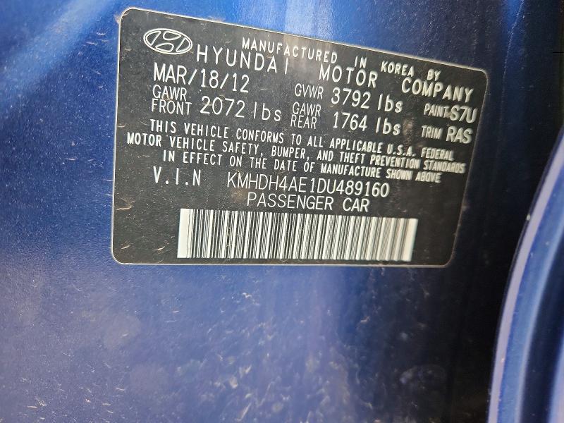 55064756 :رقم المزاد ، KMHDH4AE1DU489160 vin ، 2013 Hyundai Elantra مزاد بيع