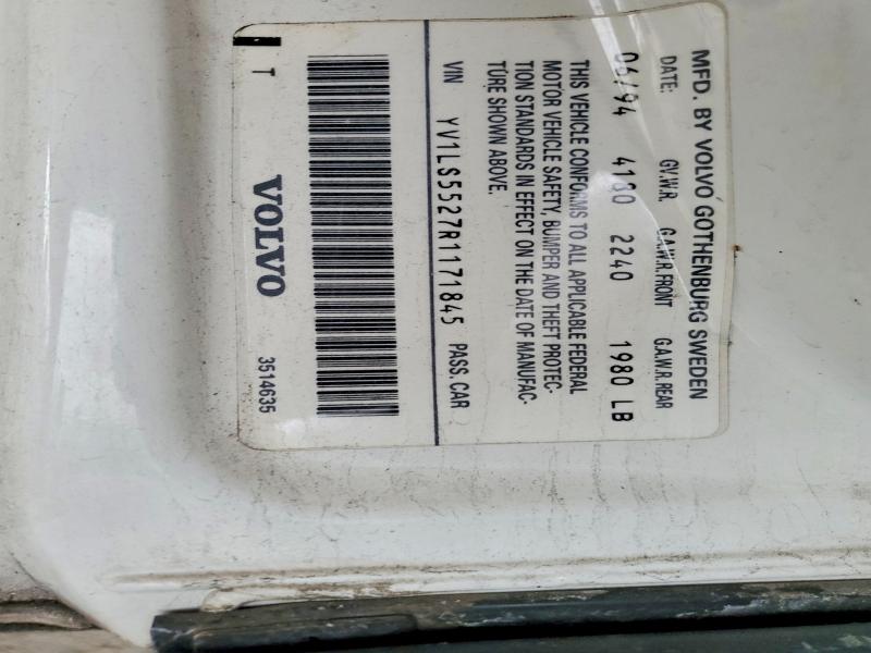 52349296 :رقم المزاد ، YV1LS5527R1171845 vin ، 1994 Volvo 850 مزاد بيع