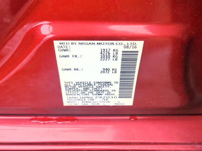 Продажа на аукционе авто 2016 Nissan Altima, vin: 1N4AL3AP9GC292030, номер лота: 54619256