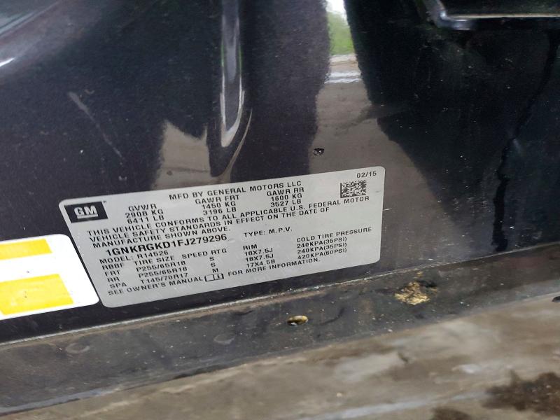 Продаж на аукціоні авто 2015 Chevrolet Traverse, vin: 1GNKRGKD1FJ279296, номер лоту: 52534246
