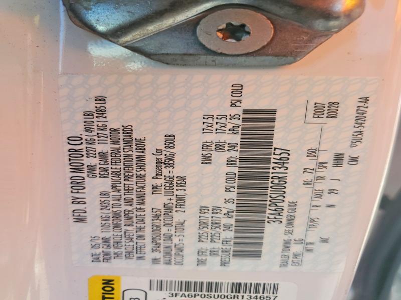 Продажа на аукционе авто 2016 Ford Fusion, vin: 3FA6P0SU0GR134657, номер лота: 46395756