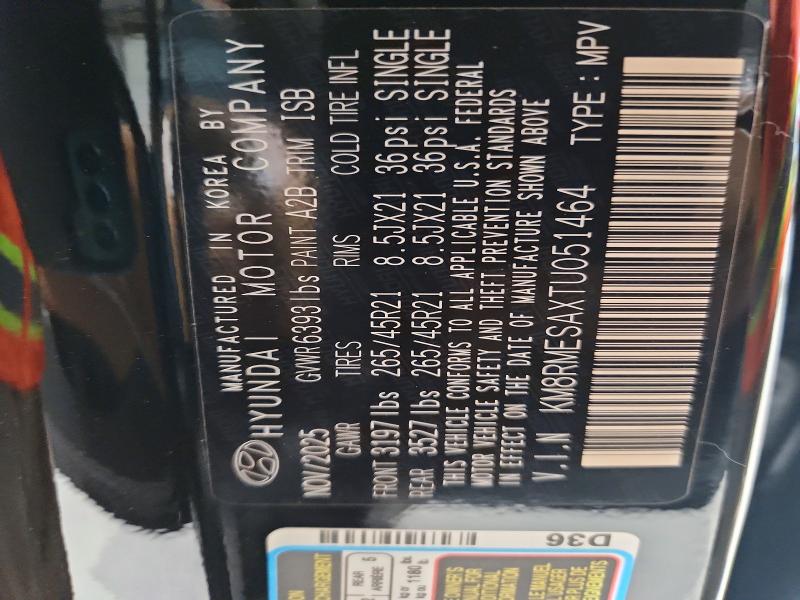 2026 Hyundai Palisade მანქანა იყიდება აუქციონზე, vin: KM8RMESAXTU051464, აუქციონის ნომერი: 53579806