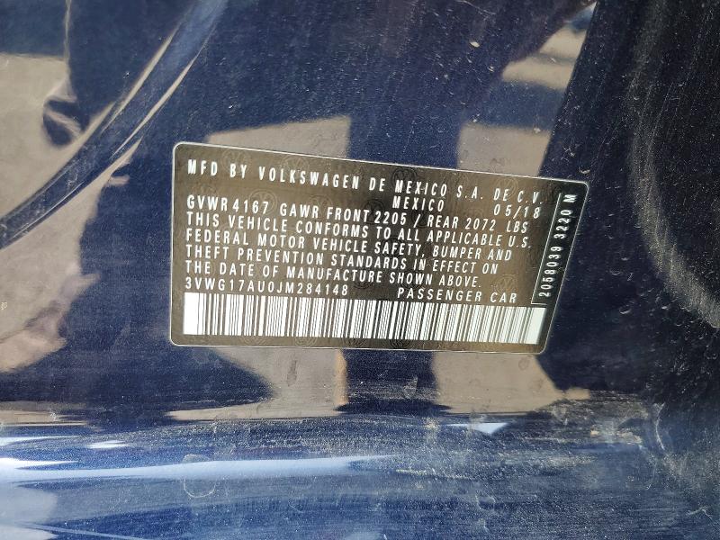 53592126 :رقم المزاد ، 3VWG17AU0JM284148 vin ، 2018 Volkswagen Golf مزاد بيع