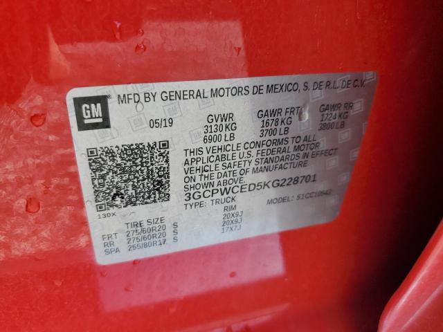 55521176 :رقم المزاد ، 3GCPWCED5KG228701 vin ، 2019 Chevrolet Silverado مزاد بيع