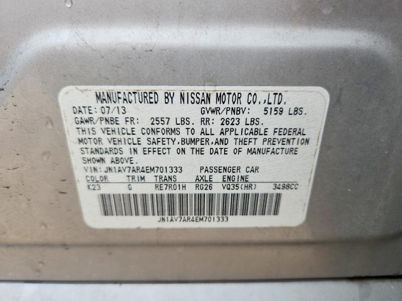 Продаж на аукціоні авто 2014 Infiniti Q50 Hybrid, vin: JN1AV7AR4EM701333, номер лоту: 55318926