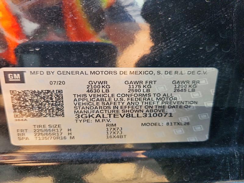 2020 Gmc Terrain მანქანა იყიდება აუქციონზე, vin: 3GKALTEV8LL310071, აუქციონის ნომერი: 52245776