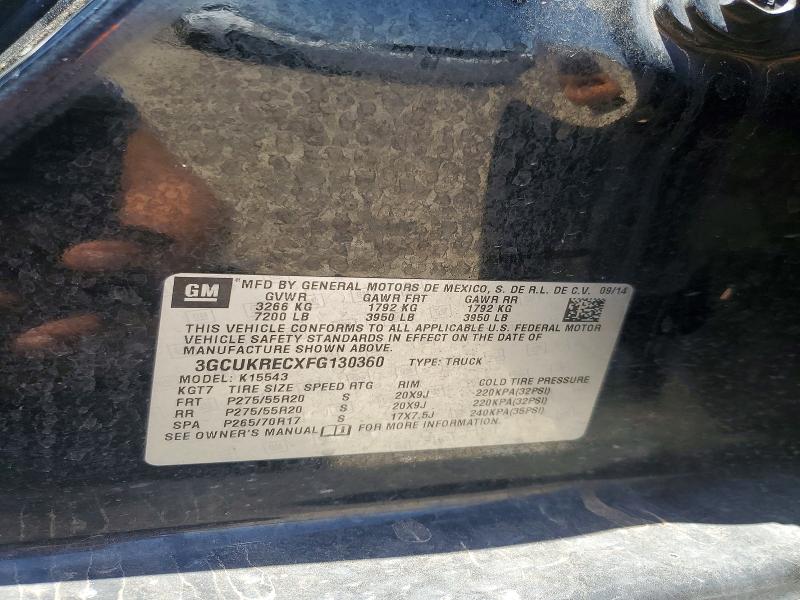 53301116 :رقم المزاد ، 3GCUKRECXFG130360 vin ، 2015 Chevrolet Silverado مزاد بيع
