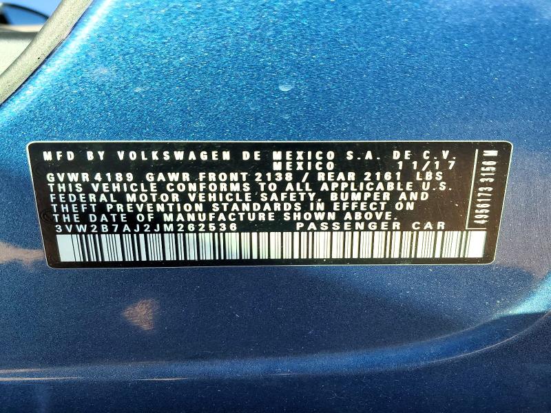 Aukcja sprzedaży 2018 Volkswagen Jetta, vin: 3VW2B7AJ2JM262536, numer aukcji: 53230626