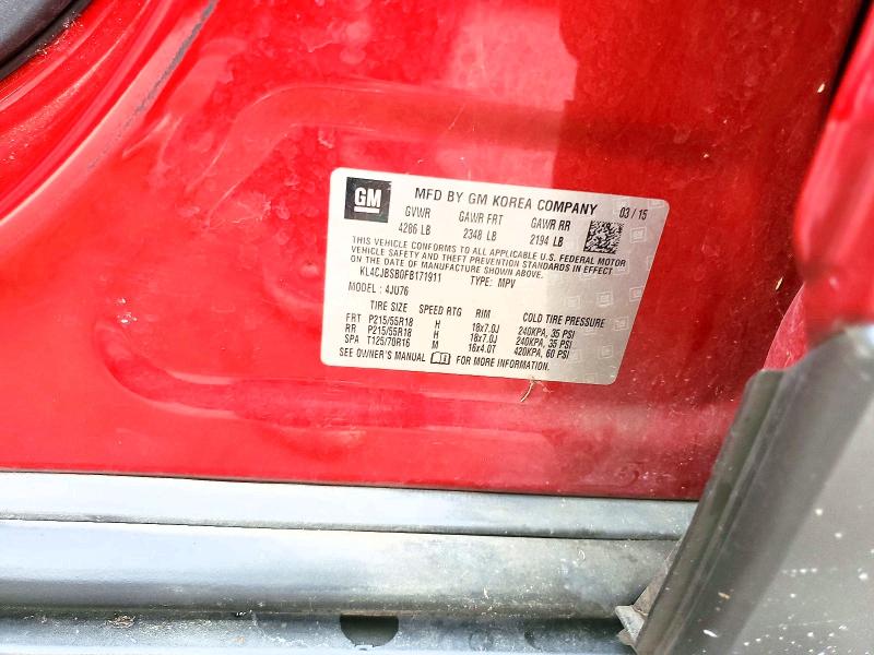 55313626 :رقم المزاد ، KL4CJBSB0FB171911 vin ، 2015 Buick Encore مزاد بيع