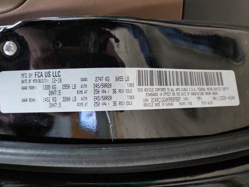 Aukcja sprzedaży 2019 Chrysler Pacifica, vin: 2C4RC1GG0KR597697, numer aukcji: 54658106