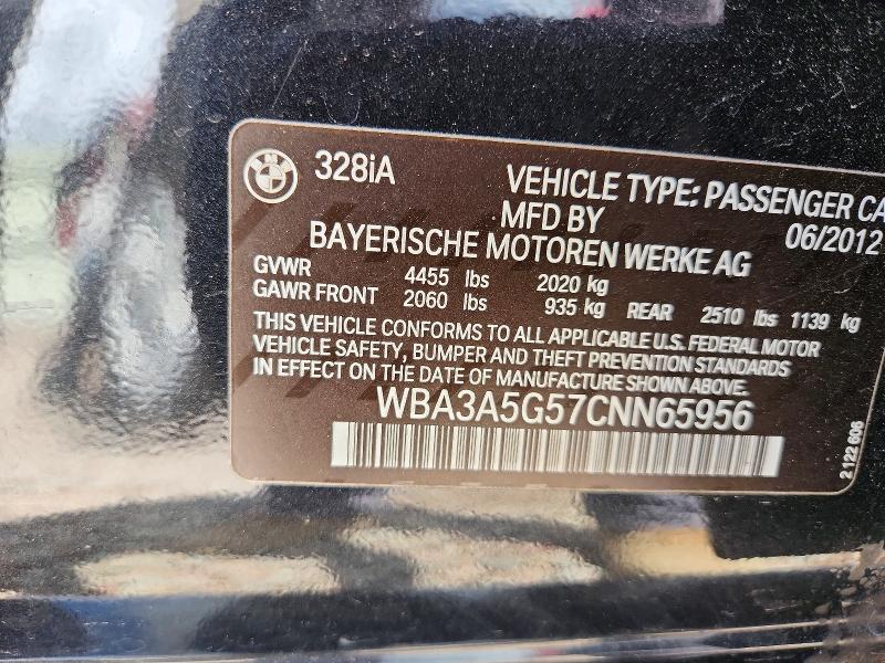 Продаж на аукціоні авто 2012 Bmw 328, vin: WBA3A5G57CNN65956, номер лоту: 54890076