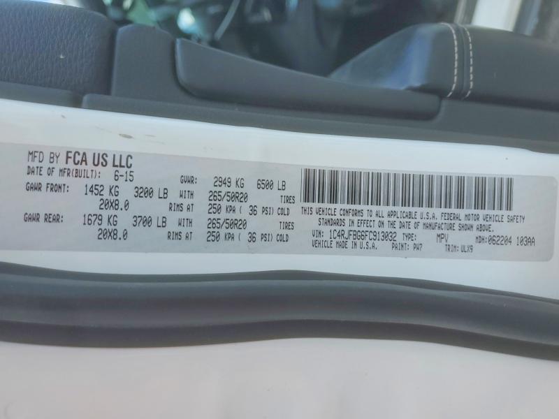 Продаж на аукціоні авто 2015 Jeep Grand Cherokee, vin: 1C4RJFBG6FC913032, номер лоту: 53750606
