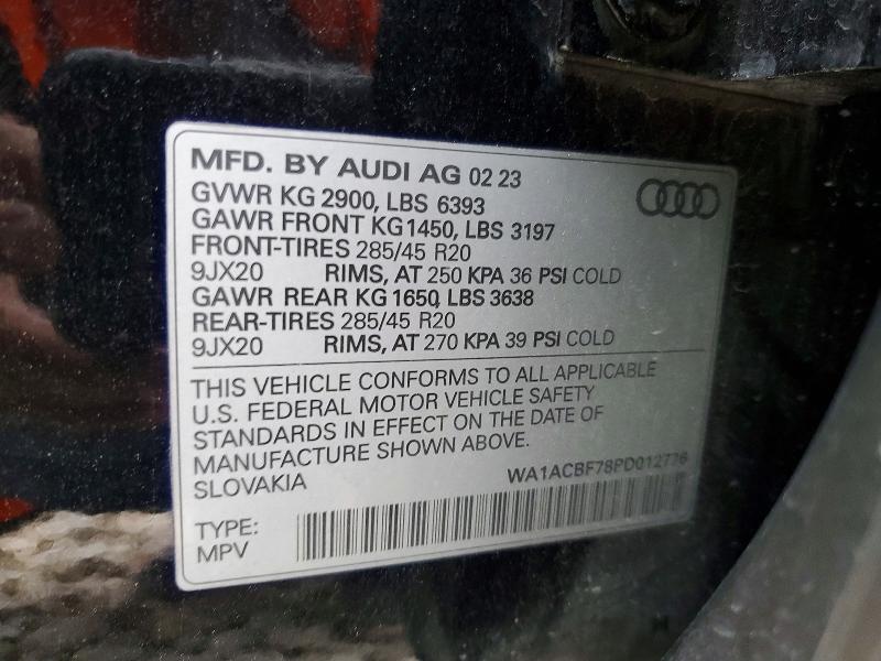 52434176 :رقم المزاد ، WA1ACBF78PD012776 vin ، 2023 Audi Q7 مزاد بيع