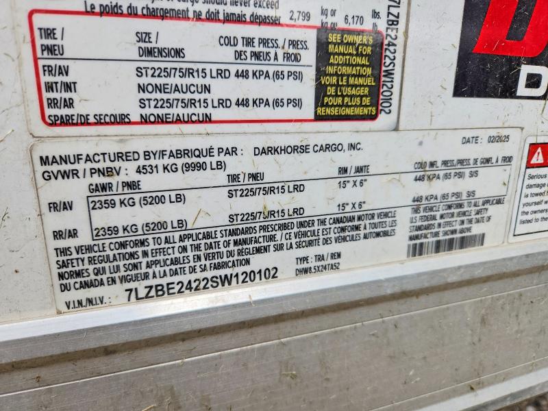 2025 Darkhorse Cargo Unknown მანქანა იყიდება აუქციონზე, vin: 7LZBE2422SW120102, აუქციონის ნომერი: 52194876