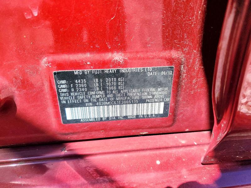 Продаж на аукціоні авто 2014 Subaru Legacy, vin: 4S3BMCC61E3005115, номер лоту: 52888956