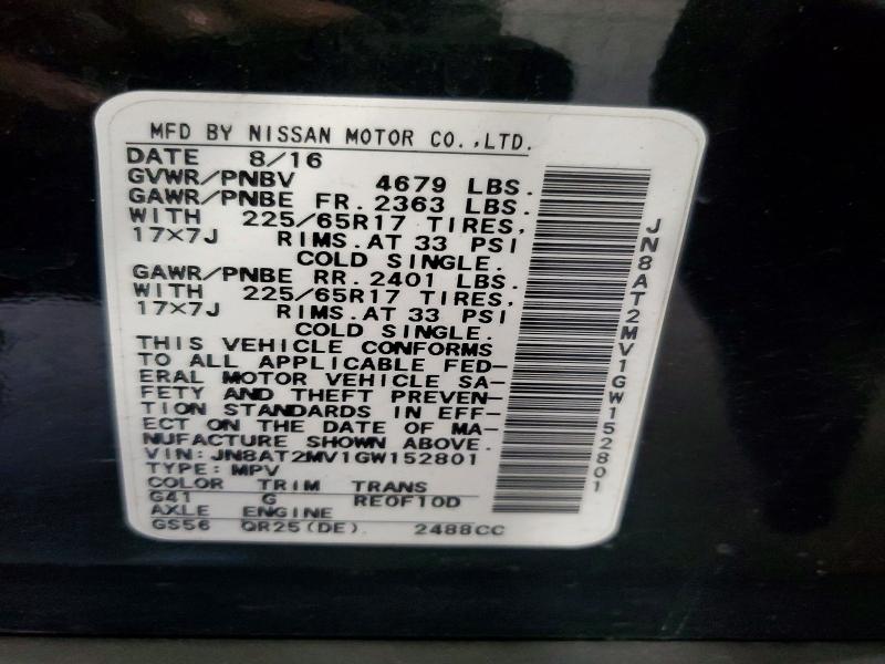 Aukcja sprzedaży 2016 Nissan Rogue, vin: JN8AT2MV1GW152801, numer aukcji: 55320056