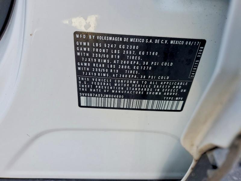 Aukcja sprzedaży 2018 Volkswagen Tiguan, vin: 3VV5B7AX5JM004680, numer aukcji: 53920646