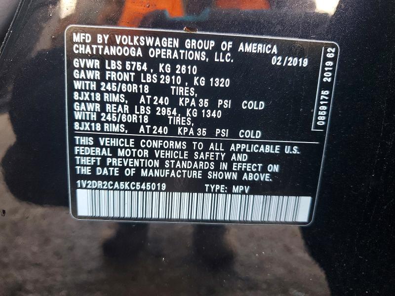 Продаж на аукціоні авто 2019 Volkswagen Atlas, vin: 1V2DR2CA5KC545019, номер лоту: 52033546