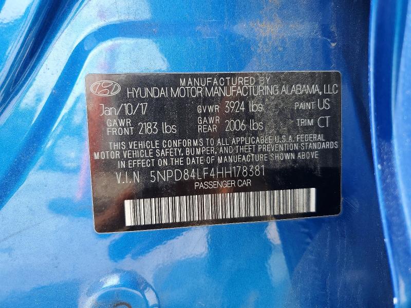 Aukcja sprzedaży 2017 Hyundai Elantra, vin: 5NPD84LF4HH178381, numer aukcji: 53546456
