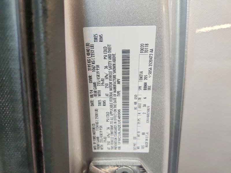 53553546 :رقم المزاد ، 1FMCU9J92EUE48996 vin ، 2014 Ford Escape مزاد بيع