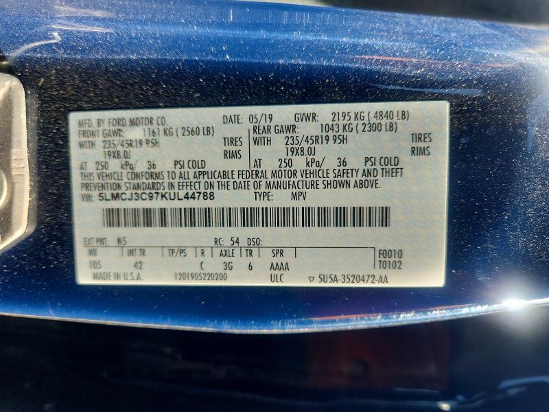 2019 Lincoln Mkc მანქანა იყიდება აუქციონზე, vin: 5LMCJ3C97KUL44788, აუქციონის ნომერი: 53795146