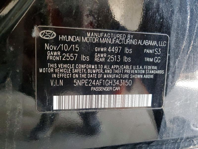 Продажа на аукционе авто 2016 Hyundai Sonata, vin: 5NPE24AF1GH343150, номер лота: 53976986
