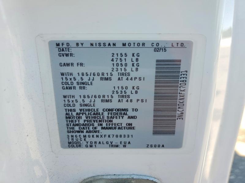 Aukcja sprzedaży 2015 Nissan Nv200, vin: 3N6CM0KNXFK708331, numer aukcji: 55515236