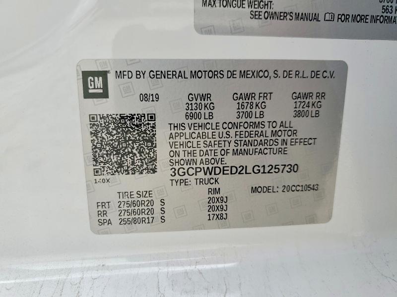 Продаж на аукціоні авто 2020 Chevrolet Silverado, vin: 3GCPWDED2LG125730, номер лоту: 51535816