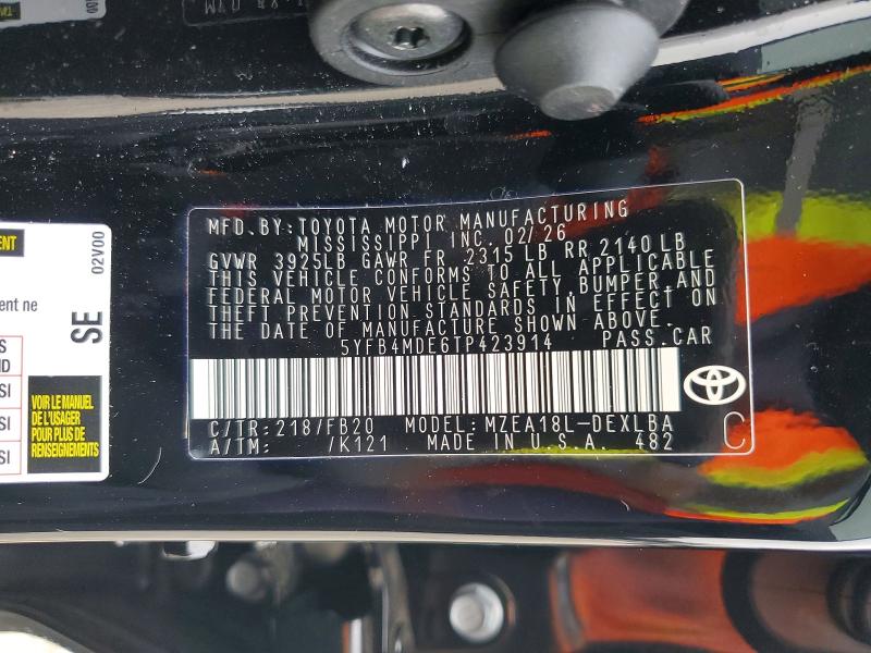54438176 :رقم المزاد ، 5YFB4MDE6TP423914 vin ، 2026 Toyota Corolla مزاد بيع