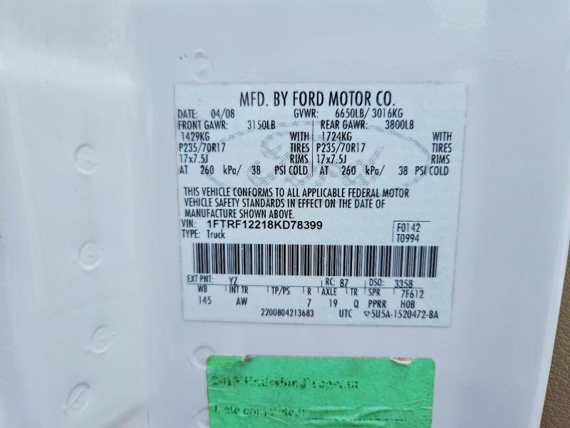 Продажа на аукционе авто 2008 Ford F150, vin: 1FTRF12218KD78399, номер лота: 54542456
