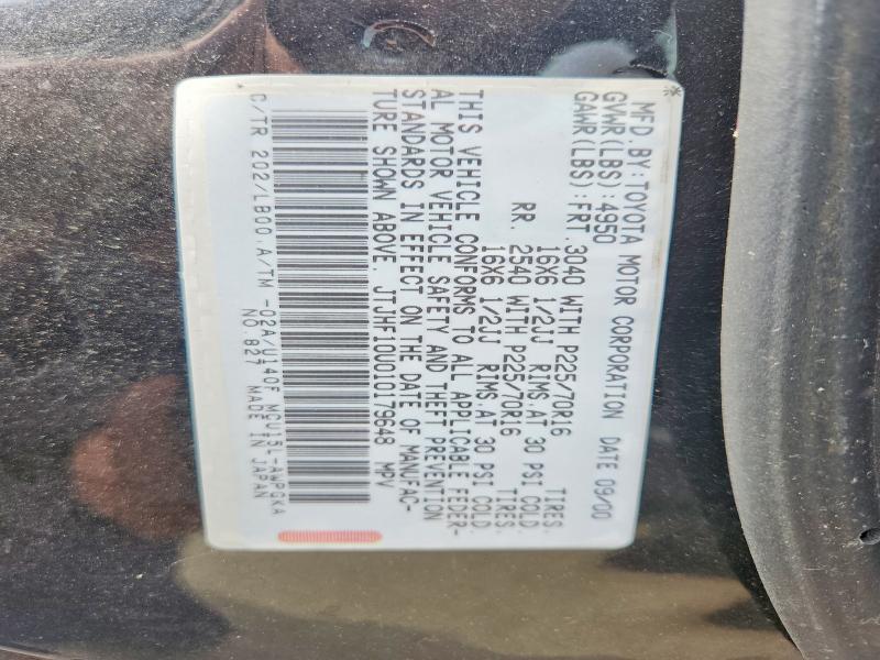 53122546 :رقم المزاد ، JTJHF10U010179648 vin ، 2001 Lexus Rx مزاد بيع