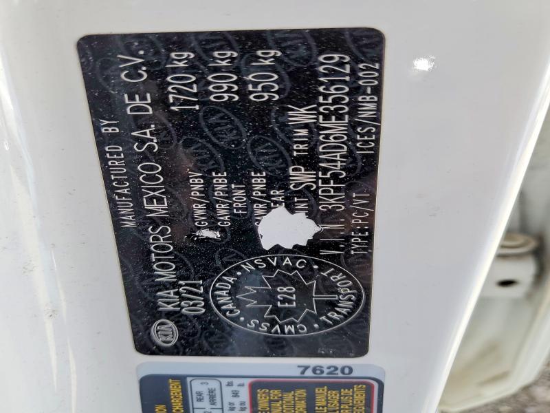 Aukcja sprzedaży 2021 Kia Forte, vin: 3KPF54AD6ME356129, numer aukcji: 55244986