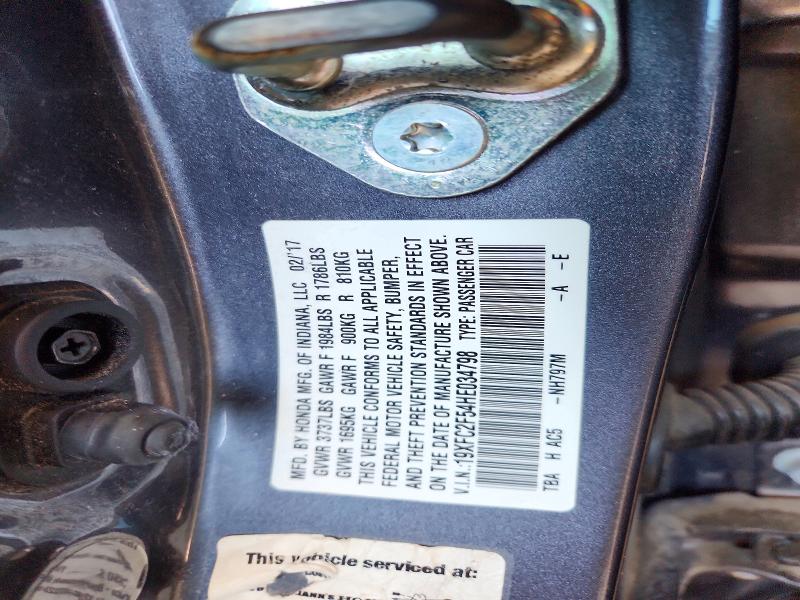 53573506 :رقم المزاد ، 19XFC2F54HE034798 vin ، 2017 Honda Civic مزاد بيع