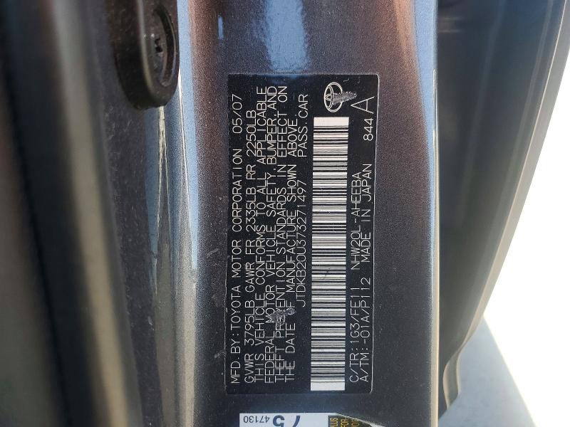53932246 :رقم المزاد ، JTDKB20U373271497 vin ، 2007 Toyota Prius مزاد بيع