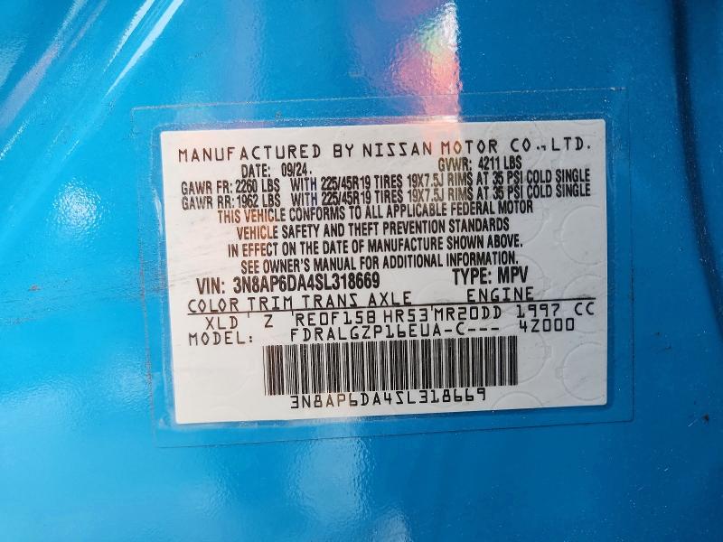 Aukcja sprzedaży 2025 Nissan Kicks, vin: 3N8AP6DA4SL318669, numer aukcji: 53933866